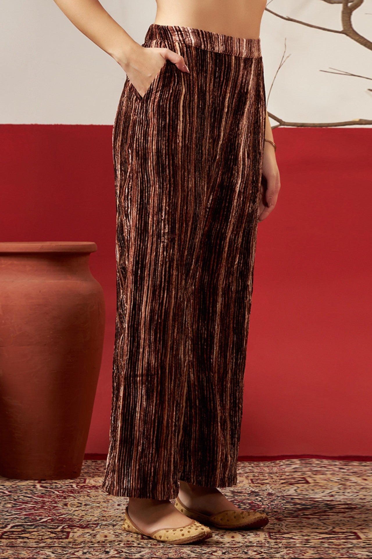 Maple Velvet Anarkali Set