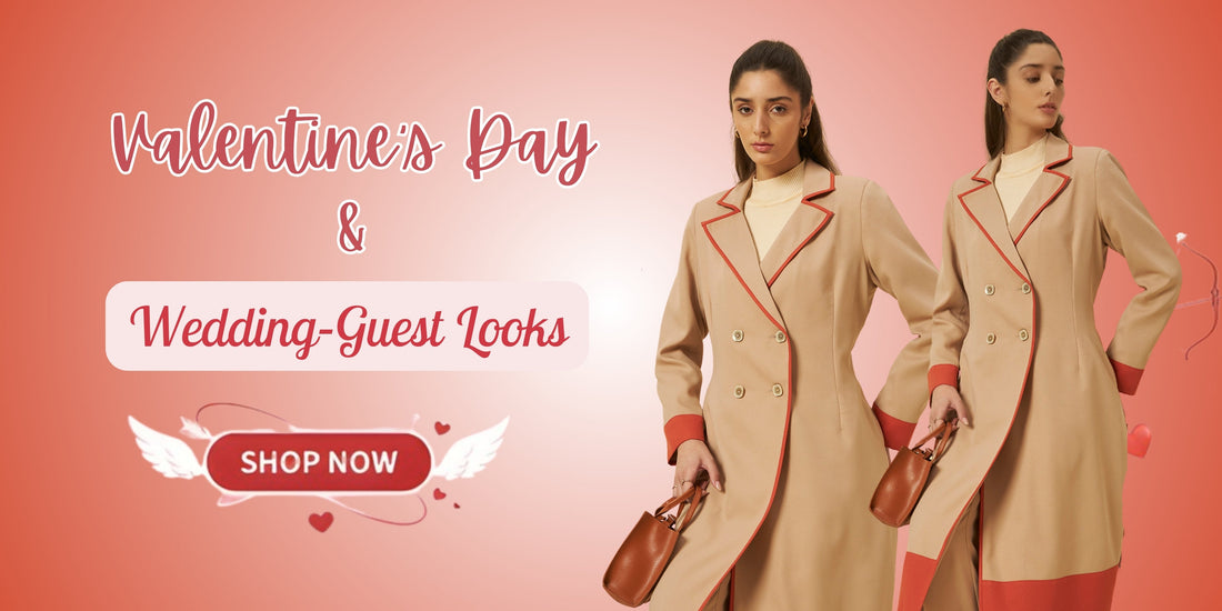 valentine-co-ord-sets-for-women-paris-tweed-blazer-and-skirt-wedding-guest-outfit-india​