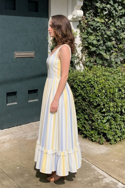 Gingham Diaries Maxi Dress — Striped & Gingham Check Summer Dress for Women