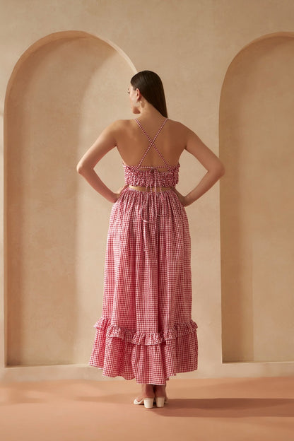 Gingham Diaries Maxi Dress — Striped & Gingham Check Summer Dress for Women