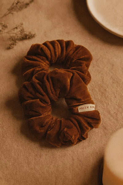 Amber Glow Velvet Scrunchie